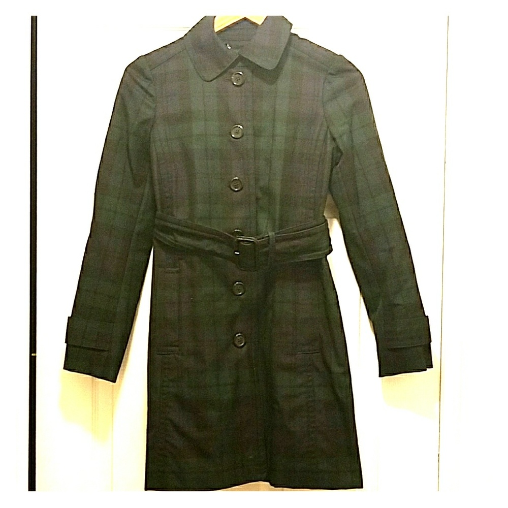 J. Crew Blackwatch Tartan Slim Trench Topper